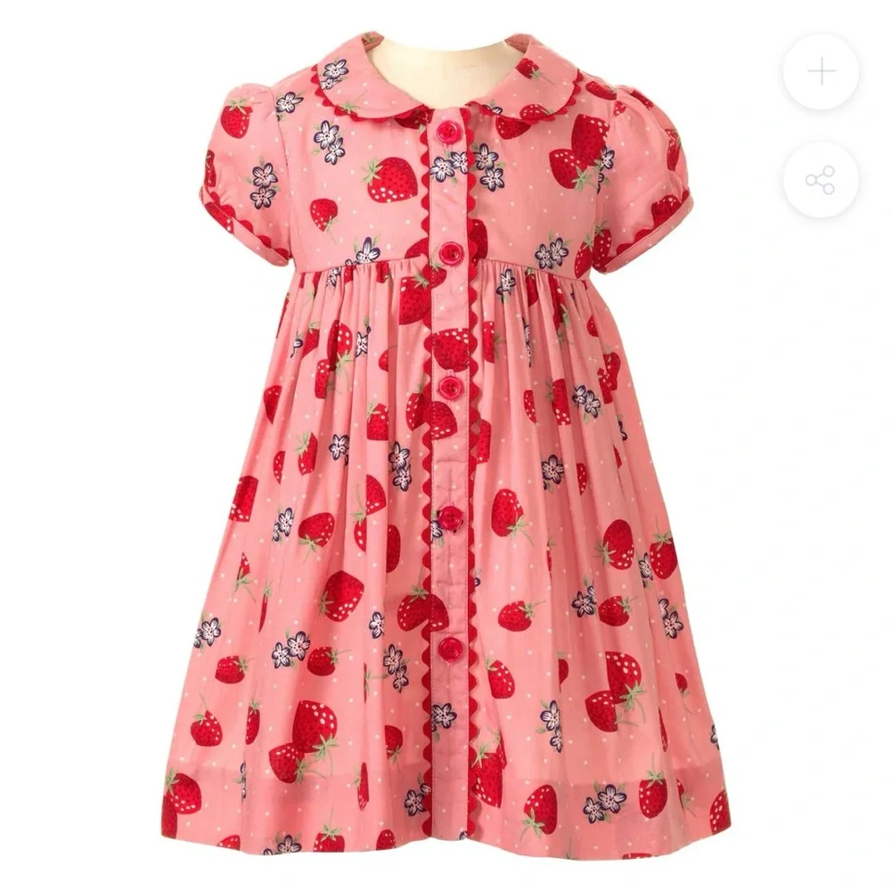Rachel Riley Strawberry Button-Front Dress - Size 18M - Picture 12 of 13